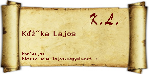 Kóka Lajos névjegykártya